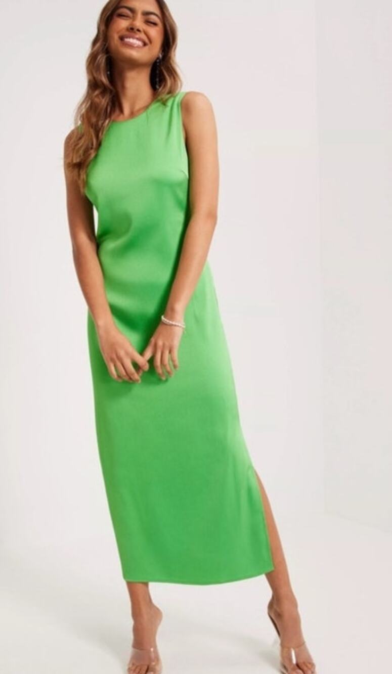 Samsoe Samsoe Cilla Dress Vibrant Green Twist Back Midi Gown NWOT Size S